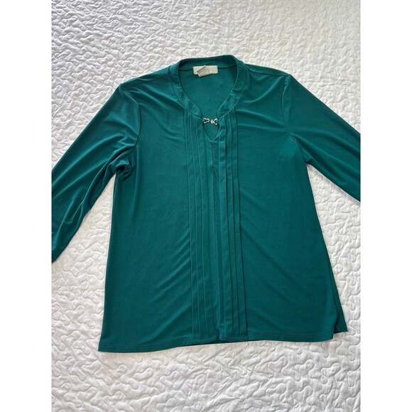 Emma & Olive Dark Green Textured Blouse size large - Picture 1 of 4